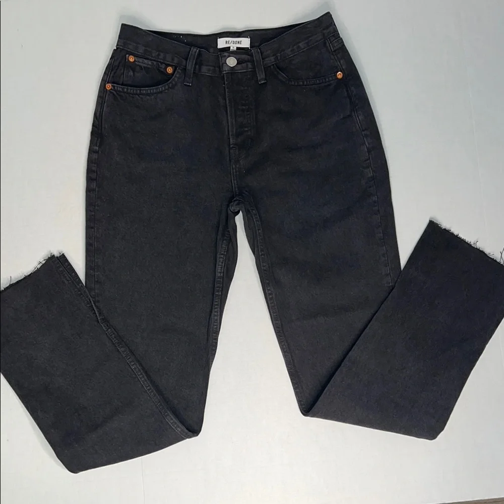 RE/DONE SKINNY BOOT BLACK RAW HEM JEANS 26
